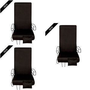 3x NiceSeats Airplane Seat Covers in Solid Black - Set of 3